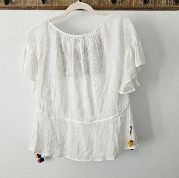 Impeccable Pig Embroidered Top with Pom Pom Side Waist Ties - Picture 11 of 14